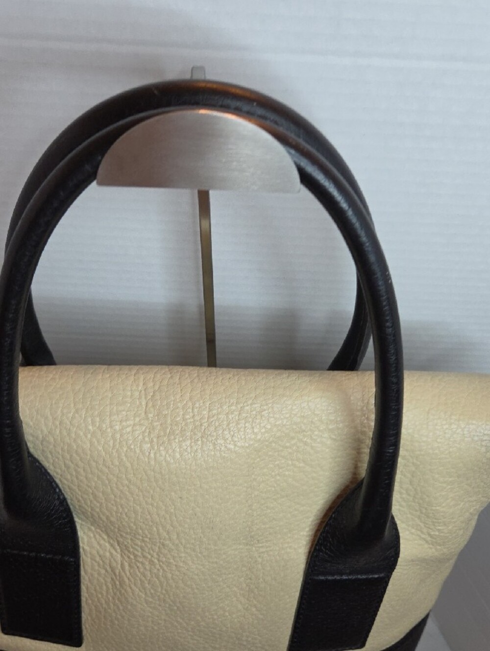 kate spade Two-Tone Cream and Black Leather Satchel - Picture 8 of 13